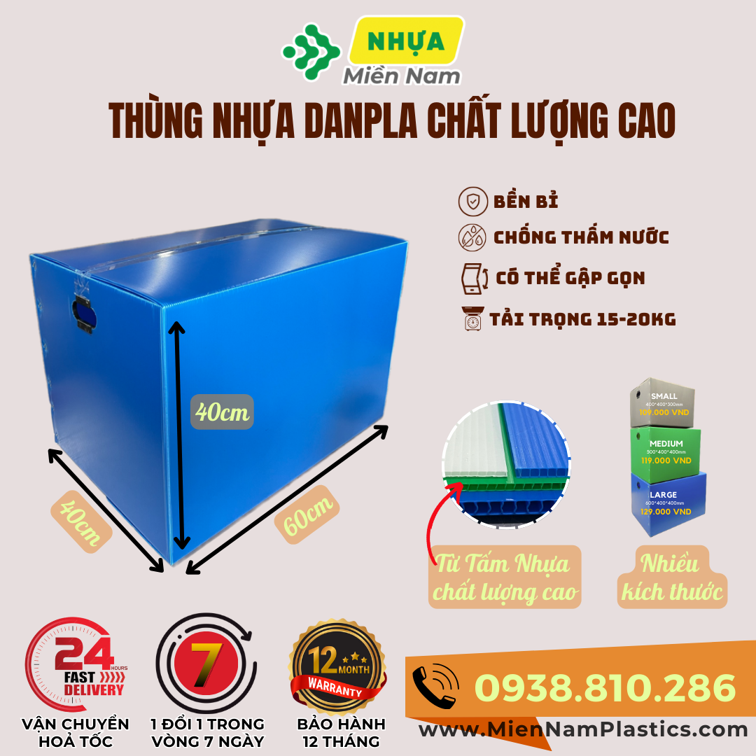 [Có Sẵn + Có Bán Lẻ] Thùng Nhựa Danpla Gập Gọn